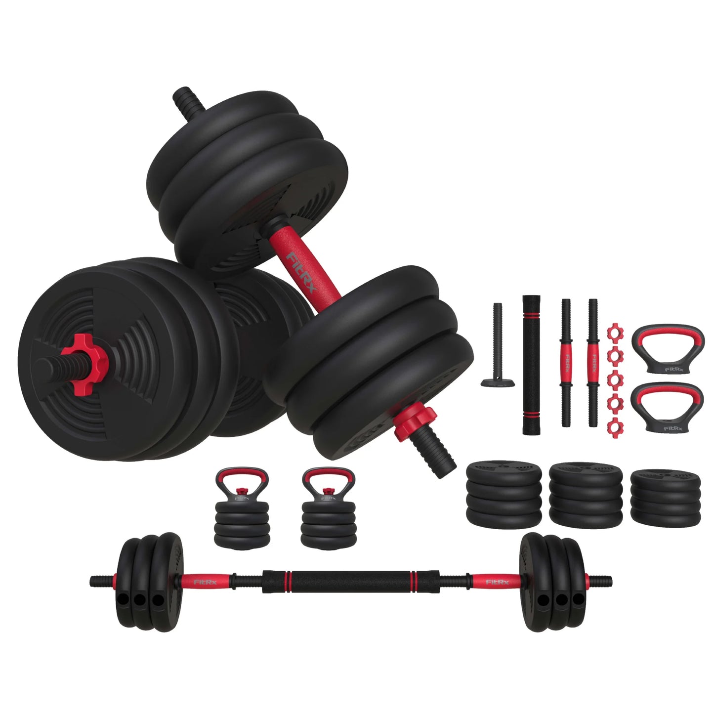 Smartbell Gym, 60 Lbs. 4-In-1 Adjustable Interchangeable Dumbbell, Barbell, and Kettlebell Weight Set, Black