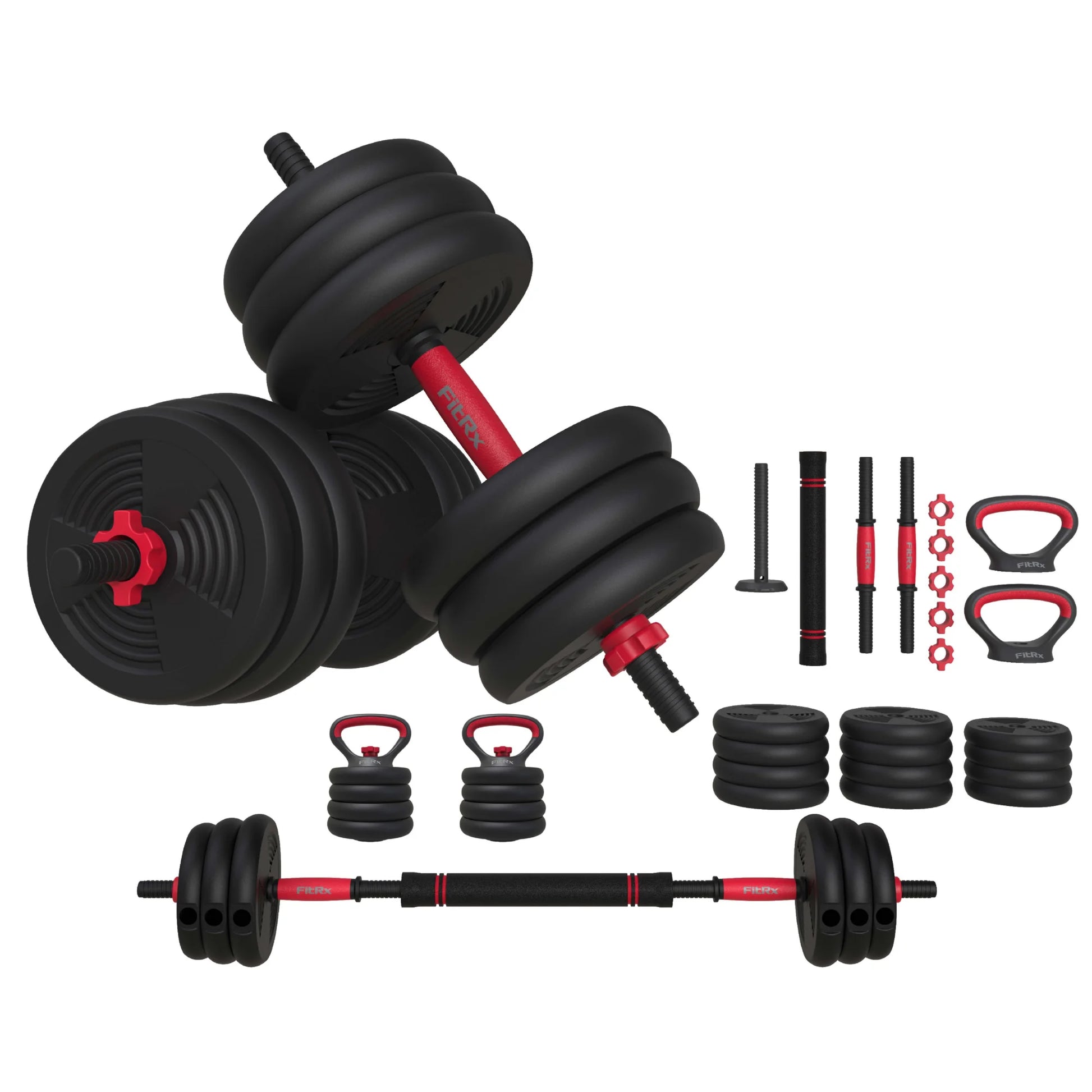Smartbell Gym, 60 Lbs. 4-In-1 Adjustable Interchangeable Dumbbell, Barbell, and Kettlebell Weight Set, Black