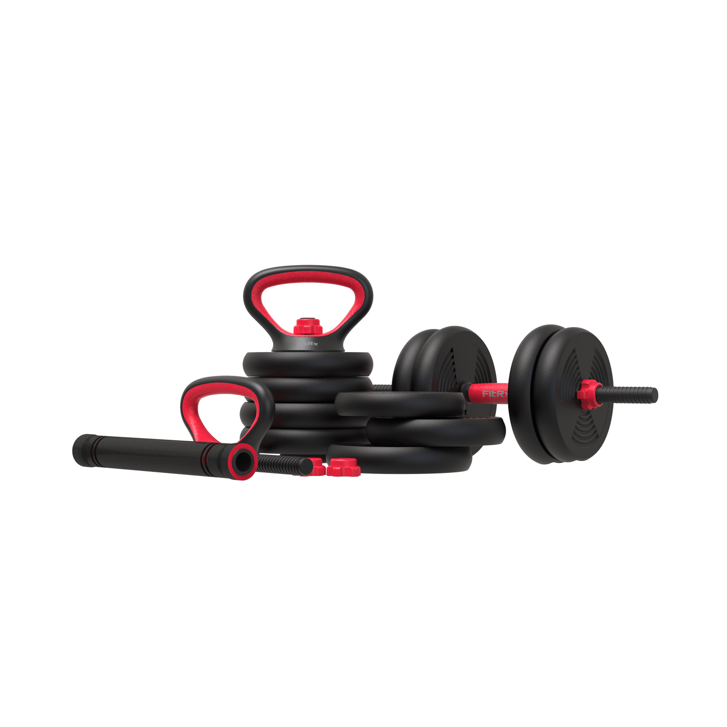 Smartbell Gym, 60 Lbs. 4-In-1 Adjustable Interchangeable Dumbbell, Barbell, and Kettlebell Weight Set, Black